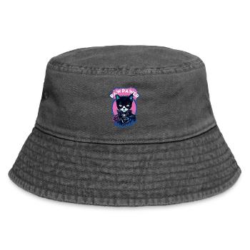 Gothic Katze - Vintage Bucket Hat - Vintage Schwarz - Vorne