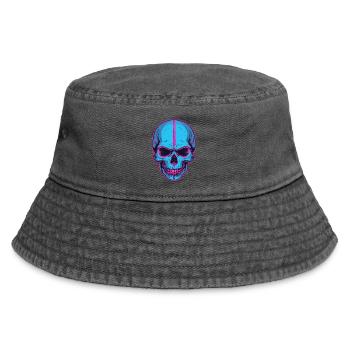 Neon Skull Blaue Schädelflair - Vintage Bucket Hat - Vintage Schwarz - Vorne