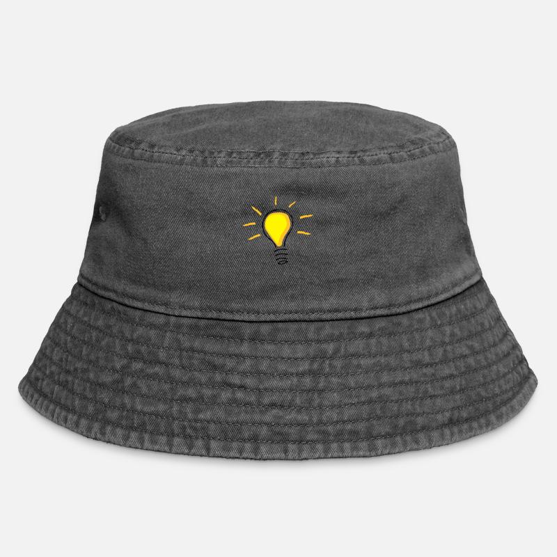 Yellow light bulb turned on - Vintage Bucket Hat - vintage black