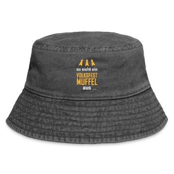 Volksfest Muffel - Vintage Bucket Hat - Vintage Schwarz - Vorne