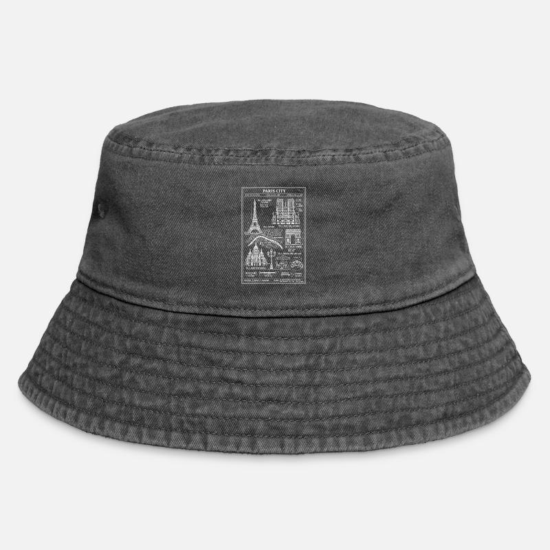 Pariser Stadtsilhouetten-Bauplan - Vintage Bucket Hat - Vintage Schwarz