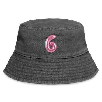6. Geburtstag Shirt, Pinker Ballon Helium - Vintage Bucket Hat - Vintage Schwarz - Vorne