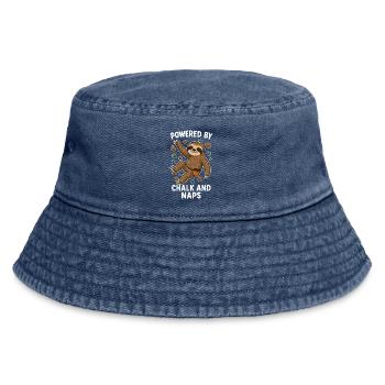 Bouldern Shirt lustig – Faultier mit Chalk - Vintage Bucket Hat - Vintage Denim - Vorne