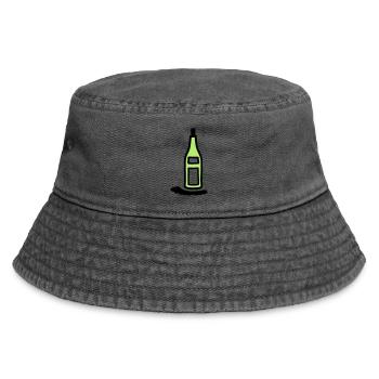 Flasche Weinflasche - V2 - Vintage Bucket Hat - Vintage Schwarz - Vorne