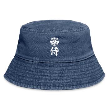 Samurai emblem of the Uesugi clan (white) - Vintage Bucket Hat - vintage denim - Front
