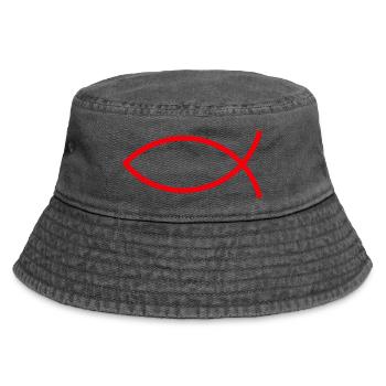 Jesus fish Ichthys fish fish - Vintage Bucket Hat - vintage black - Front