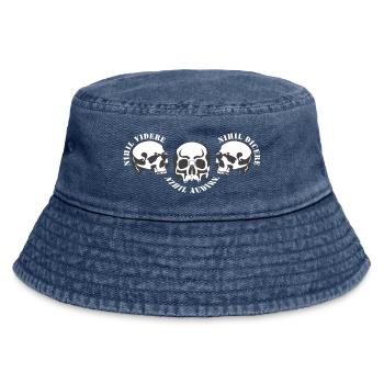 Drei Schädel – Schädel-Trio - Vintage Bucket Hat - Vintage Denim - Vorne