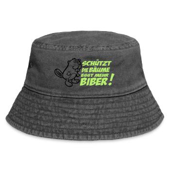 Schützt die Bäume - esst mehr Biber! - Vintage Bucket Hat - Vintage Schwarz - Vorne