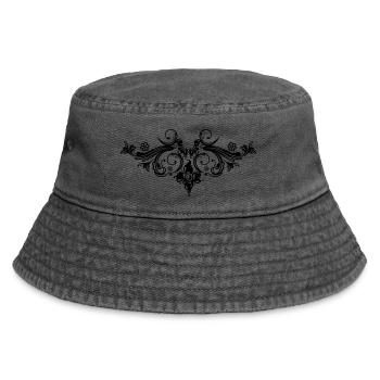 Filigrane Blumenranke, Barock Style. - Vintage Bucket Hat - Vintage Schwarz - Vorne