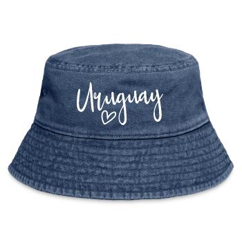 Uruguay Heart Women's Love Uruguay - Vintage Bucket Hat - vintage denim - Front
