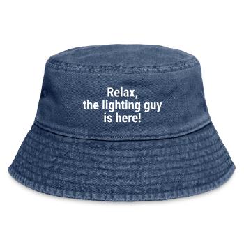 Relax the lighting guy is here White - Vintage Bucket Hat - vintage denim - Front