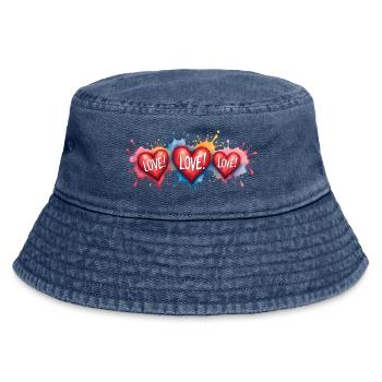 Texte d’amour Forme de cœur Impression de peinture - Bob vintage - vintage bleu jeans - Devant
