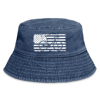 Bicycle American Flag - Vintage Bucket Hat - vintage denim - Front