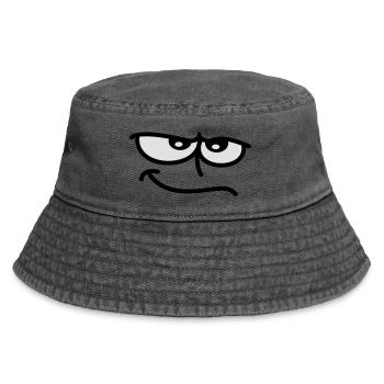 Ironic looking smiling cartoon face - Vintage Bucket Hat - vintage black - Front
