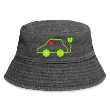 Grünes E-Auto Herz Design - Vintage Bucket Hat - Vintage Schwarz - Vorne