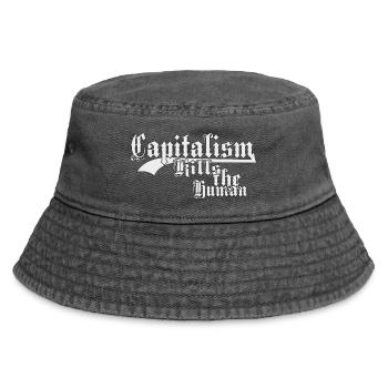 Kapitalismus Tötet das Menschliche - Vintage Bucket Hat - Vintage Schwarz - Vorne