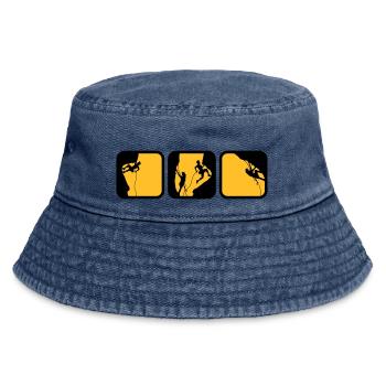 klettern frau mann logos 3 kästen abends - Vintage Bucket Hat - Vintage Denim - Vorne