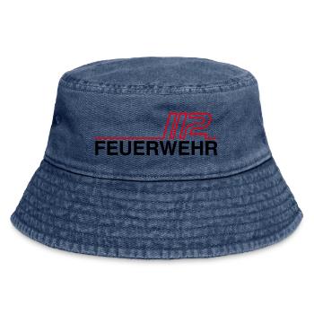 Feuerwehr 112 Neon Linien - Vintage Bucket Hat - Vintage Denim - Vorne