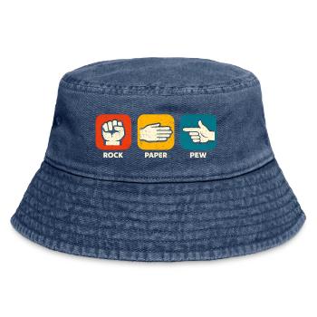Stone Paper Pew Funny Weapon 2nd Constitutional Attachment - Vintage Bucket Hat - vintage denim - Front