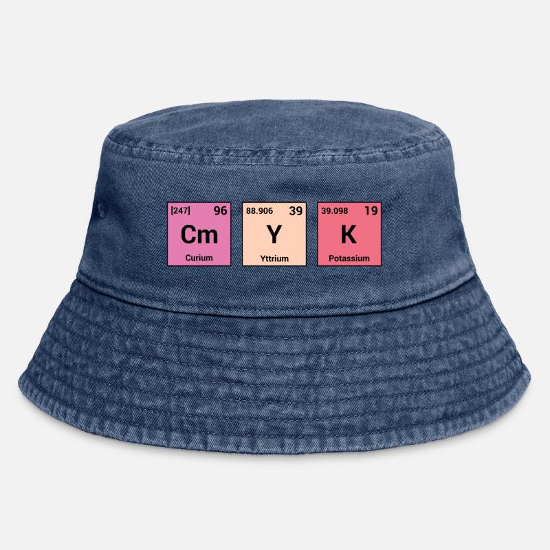 CMYK in periodic elements - Vintage Bucket Hat - vintage denim