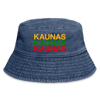KAUNAS Lithuania Flag Litauen - Vintage Bucket Hat - vintage denim - Front