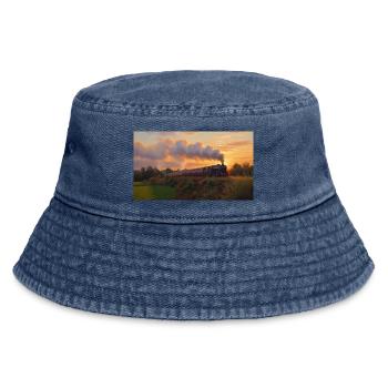 Train à vapeur du coucher du soleil - Bob vintage - vintage bleu jeans - Devant