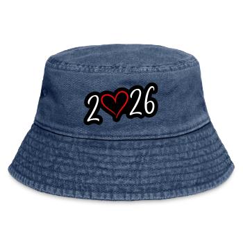 2026 Herz - Vintage Bucket Hat - Vintage Denim - Vorne