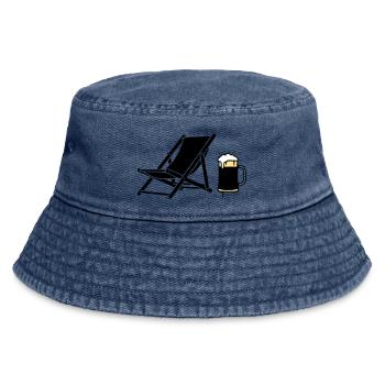 Silhouette de la chaise longue et de la chope de bière - Bob vintage - vintage bleu jeans - Devant