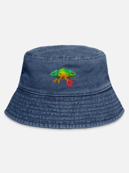 Regenbogen Chamäleon Lolli - Vintage Bucket Hat - Vintage Denim