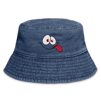 Lächelndes Comic Gesicht Cool Zunge Rausstrecken - Vintage Bucket Hat - Vintage Denim - Vorne