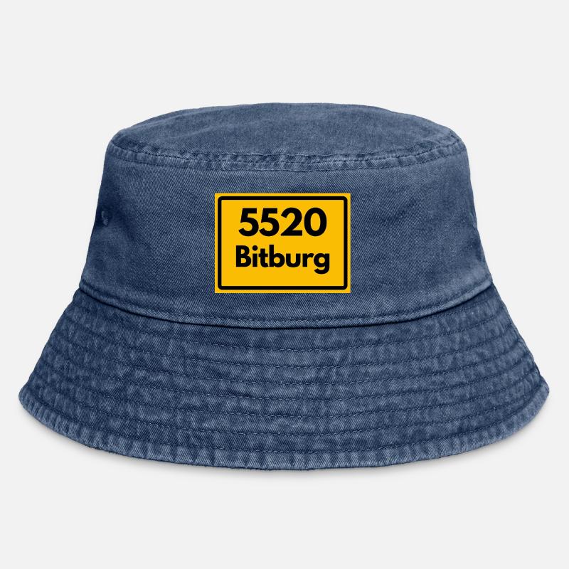 OLD POSTCODE POSTCODE RETRO 5520 BITBURG - Vintage Bucket Hat - vintage denim