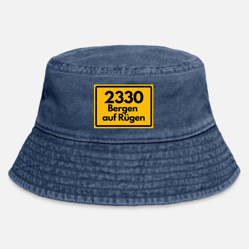 OLD POSTCODE POSTCODE 2330 BERGEN AUF RÜGEN HEIMAT - Vintage Bucket Hat - vintage denim