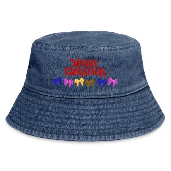 Merry Christmas Bow Parade - Vintage Bucket Hat - vintage denim - Front