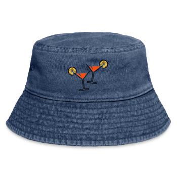 2 Cocktailgläser / Cocktail / Martini + (Orange) - Vintage Bucket Hat - Vintage Denim - Vorne