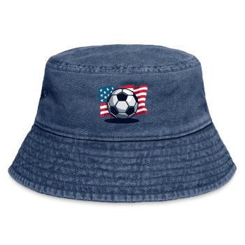 WM USA Fussball Fußballer Amerika Flagge - Vintage Bucket Hat - Vintage Denim - Vorne