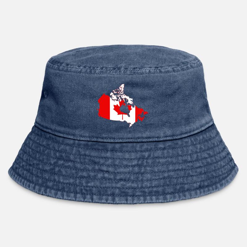 Silhouette de la carte du drapeau du Canada avec feuille d’érable - Bob vintage - vintage bleu jeans