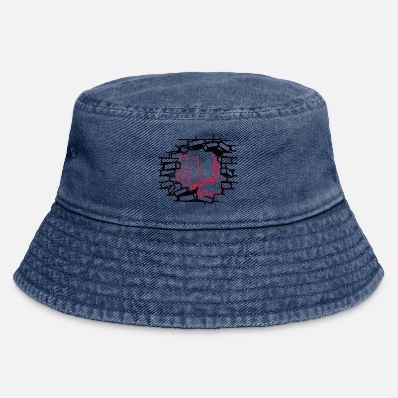 Faustdick, Faust, schlagen - Vintage Bucket Hat - Vintage Denim