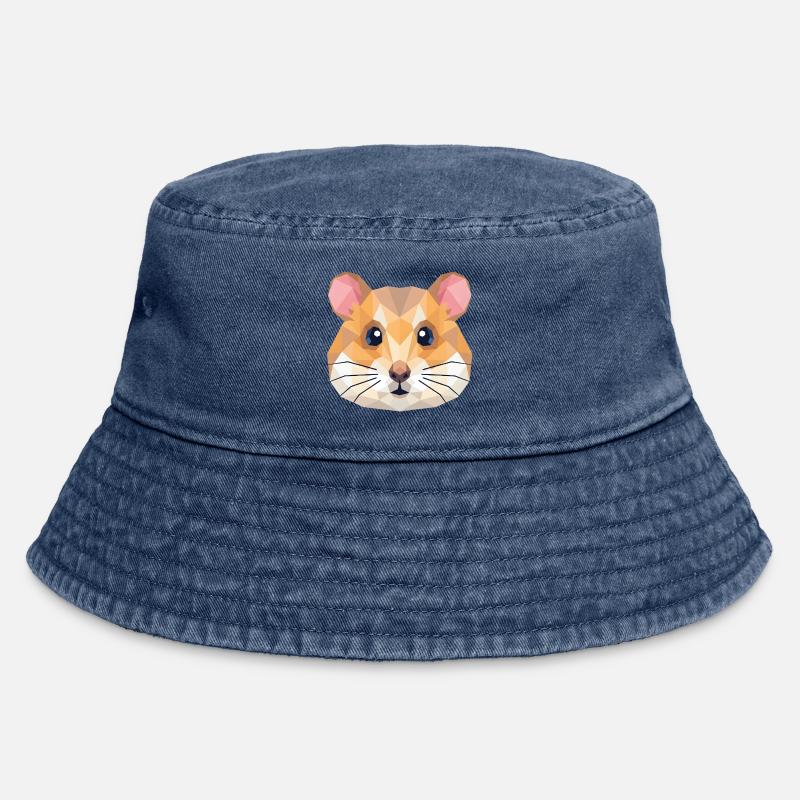 Art Low Poly Géométrique Mignon de Hamster - Bob vintage - vintage bleu jeans