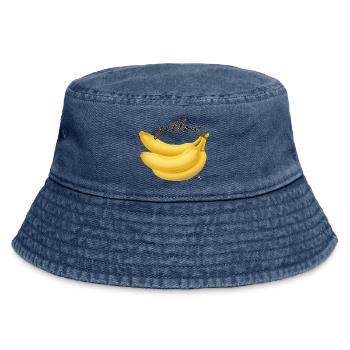 Three yellow bananas illustration with inscription - Vintage Bucket Hat - vintage denim - Front