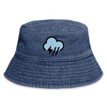 Unwetter, Gewitterwolke Symbol, Icon - Vintage Bucket Hat - Vintage Denim - Vorne