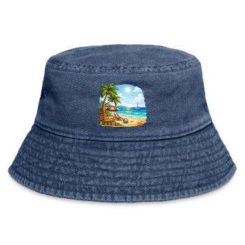 Willkommen am Tropenstrand - Vintage Bucket Hat - Vintage Denim - Vorne