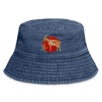 Ziege Chinesisches Tierkreiszeichen Horoskop - Vintage Bucket Hat - Vintage Denim - Vorne