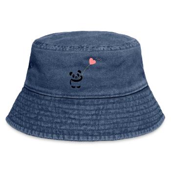 panda herz niedlich luftballon bär groß dick kusch - Vintage Bucket Hat - Vintage Denim - Vorne