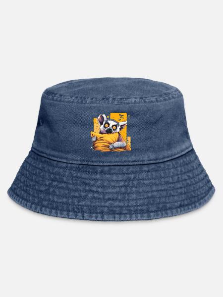 Lemur Kuschelheld Neonaugen - Vintage Bucket Hat - Vintage Denim