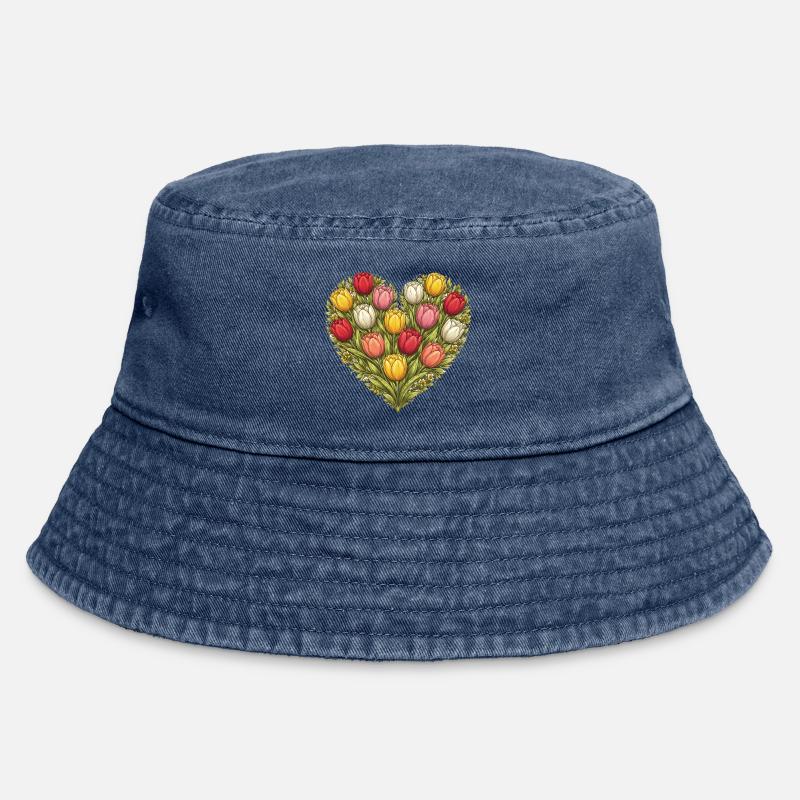 Bouquet de cœur de tulipe - Bob vintage - vintage bleu jeans