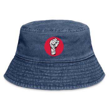 Fist - Protest - Democracy - Vintage Bucket Hat - vintage denim - Front