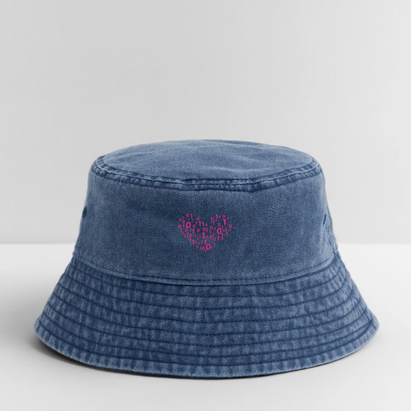 Heart Binary Coding Computer Science Gift Vintage Bucket Hat