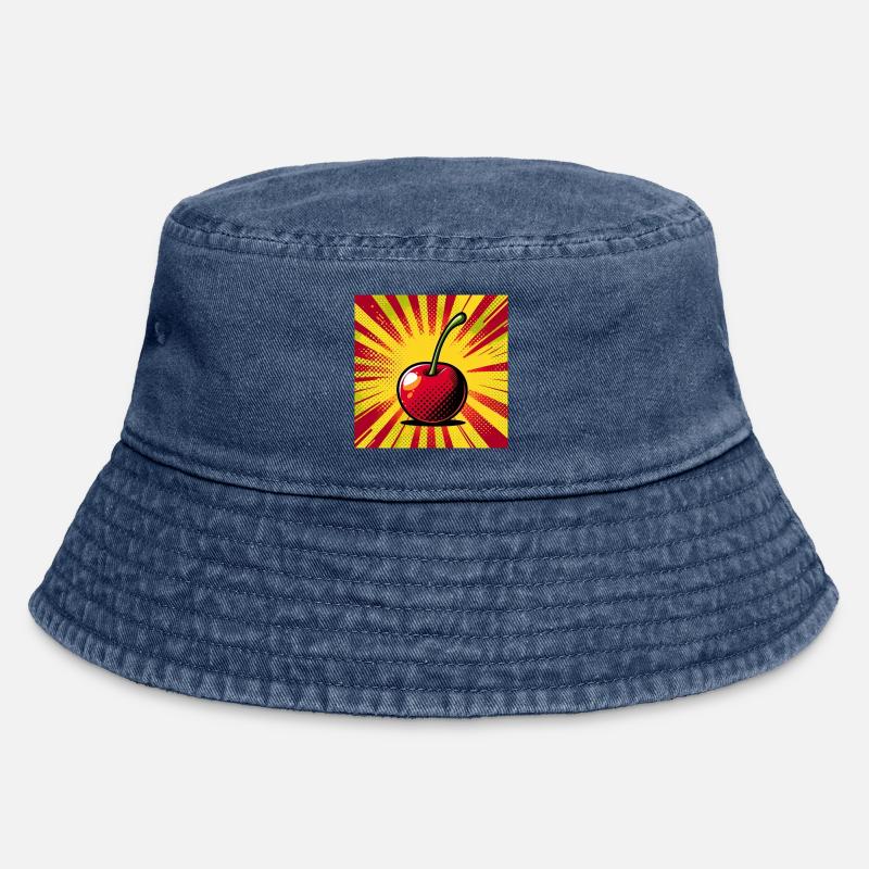 Cherry 2 - Vintage Bucket Hat - vintage denim