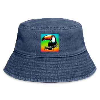toucan - Vintage Bucket Hat - vintage denim - Front