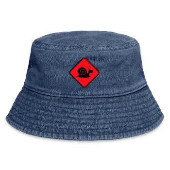 Snail Danger Caution Sign Warning - Vintage Bucket Hat - vintage denim - Front